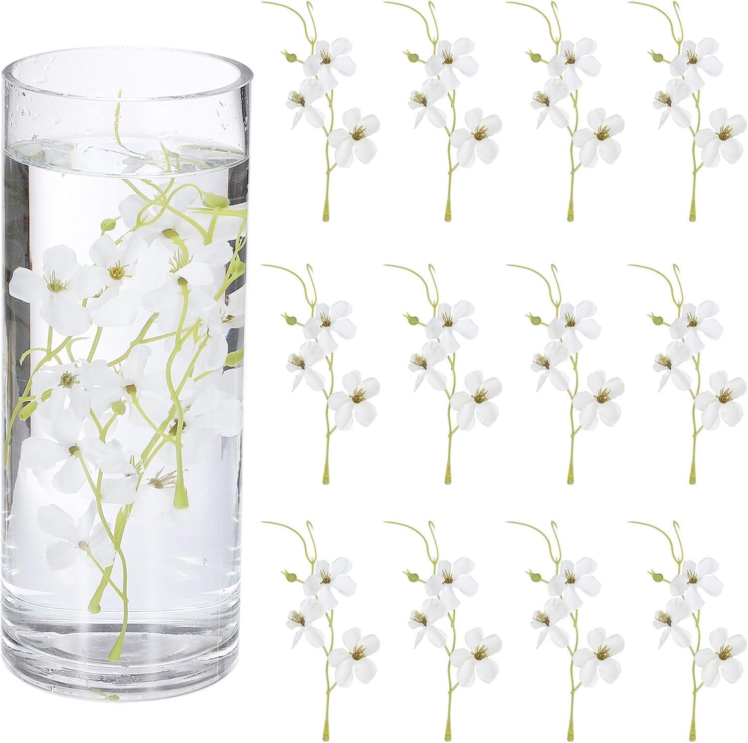 SnelShoppen - 12 Stuks Drijvende Bloemen voor Centerpieces - Kunstbloemen Zijde Wit voor Vazen Decoratie - Ideaal voor Feesten, Thuis, Tafel, Bruiloft