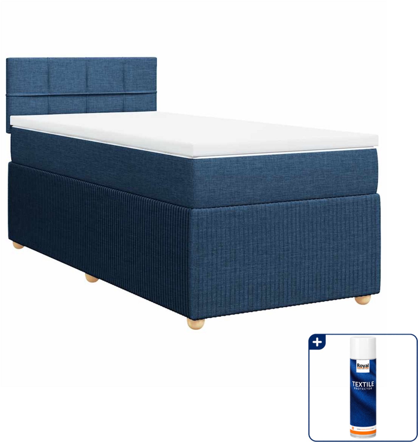 vidaXL boxspring met matras - 80 x 200 cm - stof - blauw - Inclusief textielbeschermer 500 ml