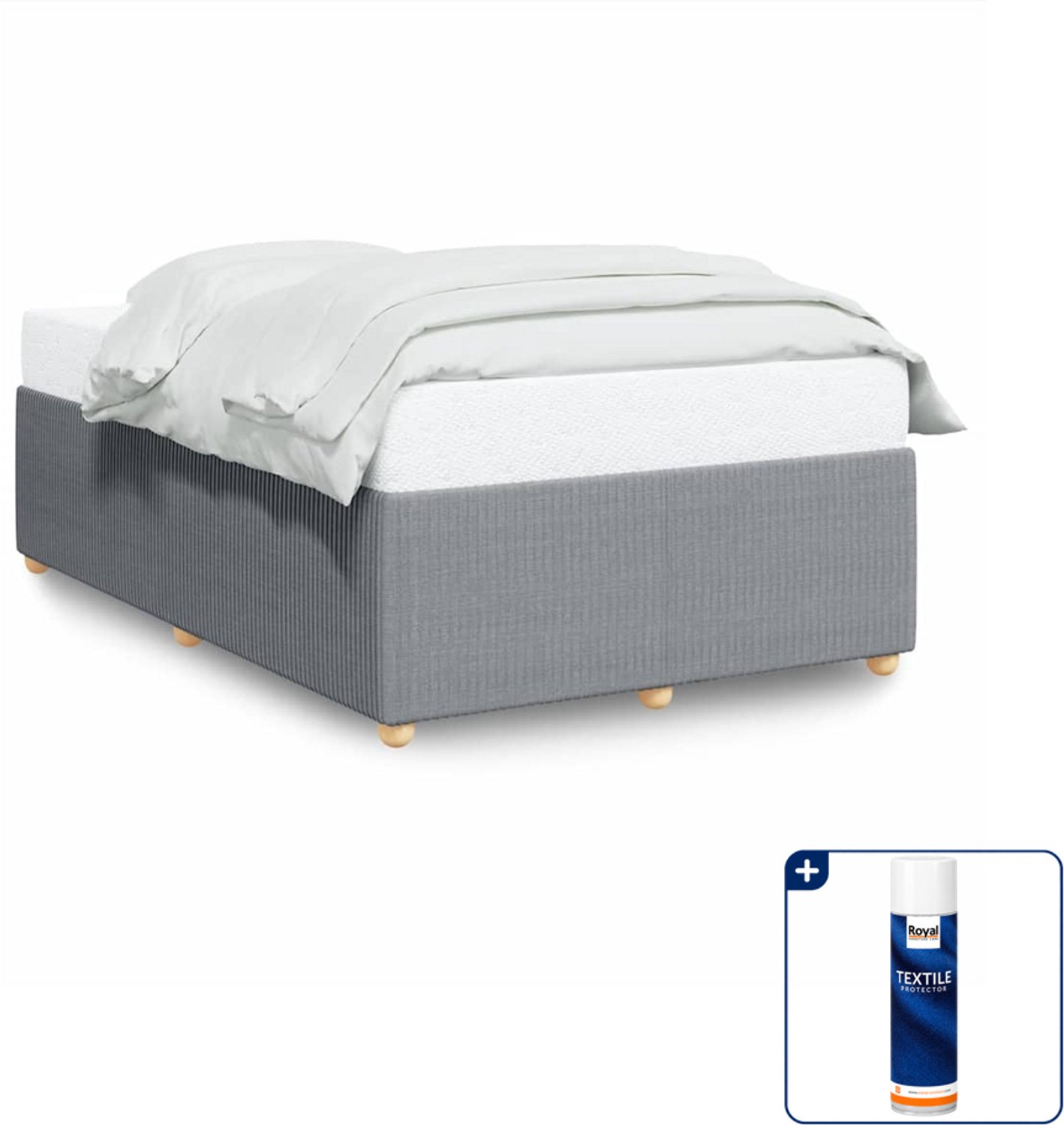 vidaXL Bedframe 120 x 190 cm - stof - lichtgrijs - Inclusief textielbeschermer 500 ml