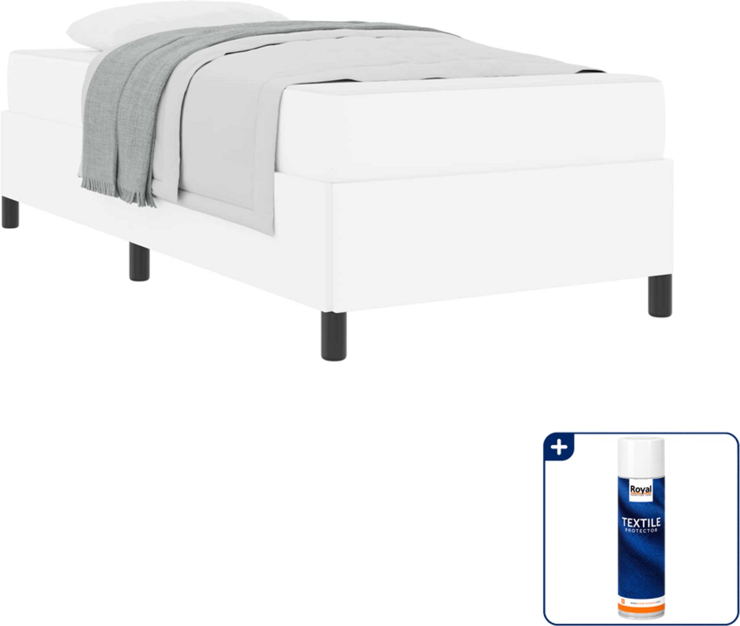 vidaXL bed met matras - 90 x 200 cm - stof - wit - Inclusief textielbeschermer 500 ml Bruin
