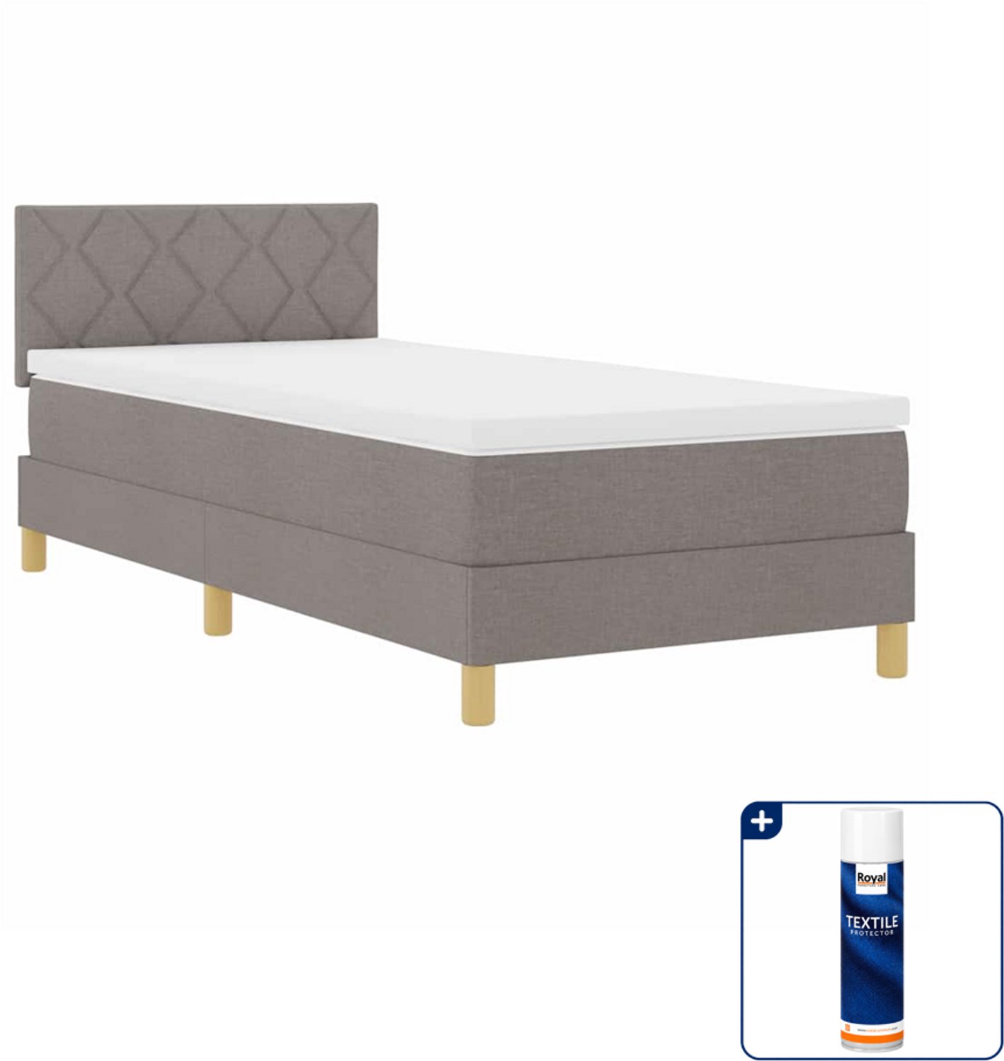 vidaXL boxspring - 90 x 190 cm - taupe - Inclusief textielbeschermer 500 ml
