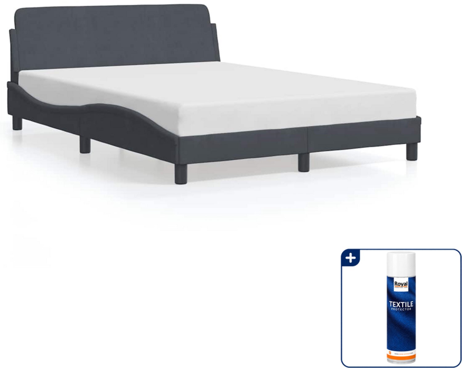 vidaXL Bedframe Dover 120 x 200 cm - fluweel - donkergrijs - Inclusief textielbeschermer 500 ml
