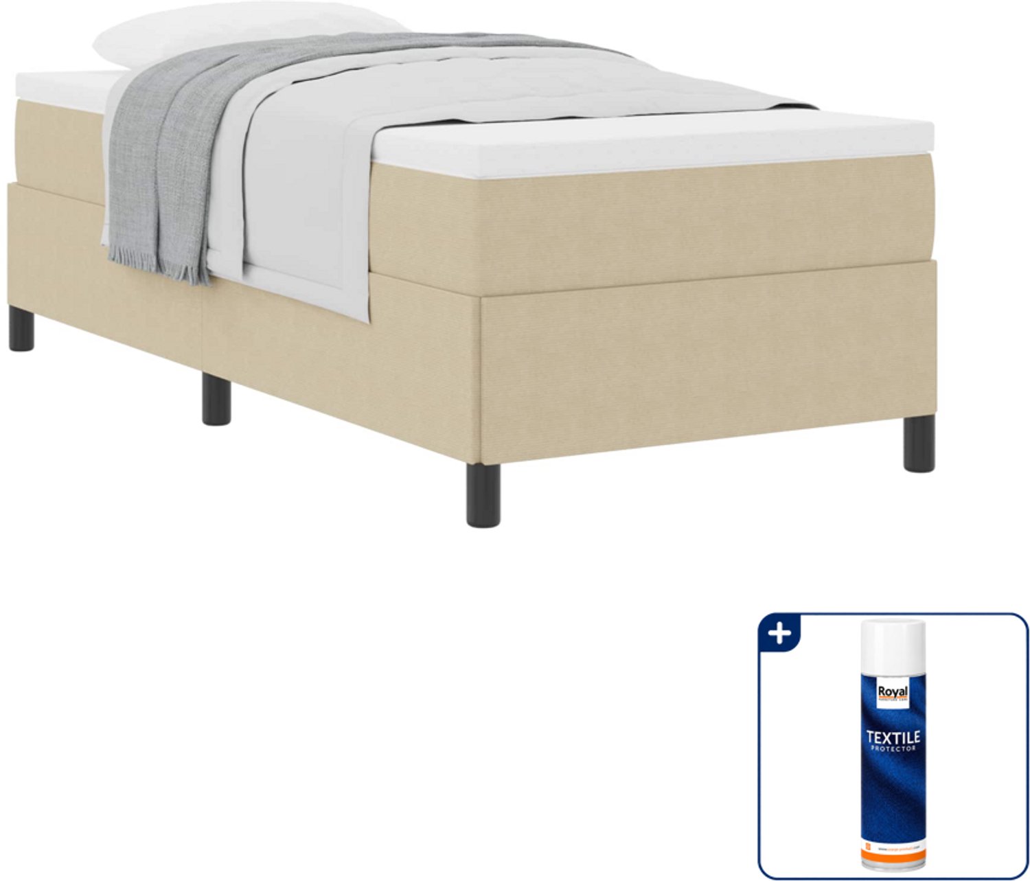vidaXL boxspringbed - 100 x 200 cm - grijs groen - Inclusief textielbeschermer 500 ml