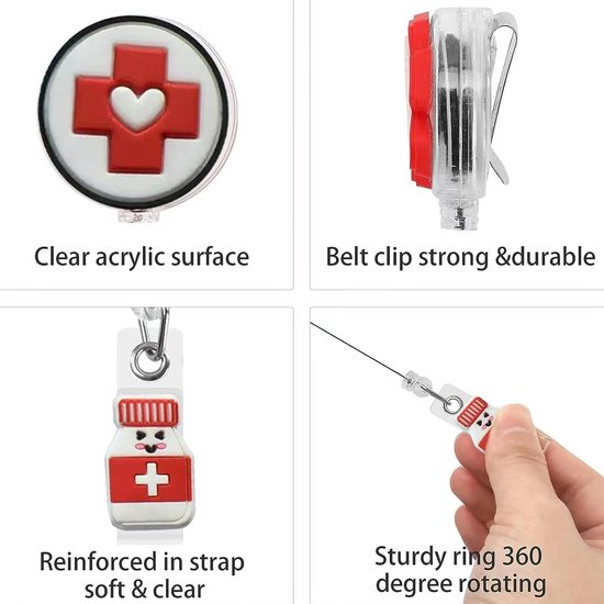 Creatieve Badge Reel Houder voor Medische Professionals - 6 Stuks met Trendy Patroons en Grappige Ontwerpen voor ID Kaarten van Verpleegkundigen en Artsen — afbeelding 3