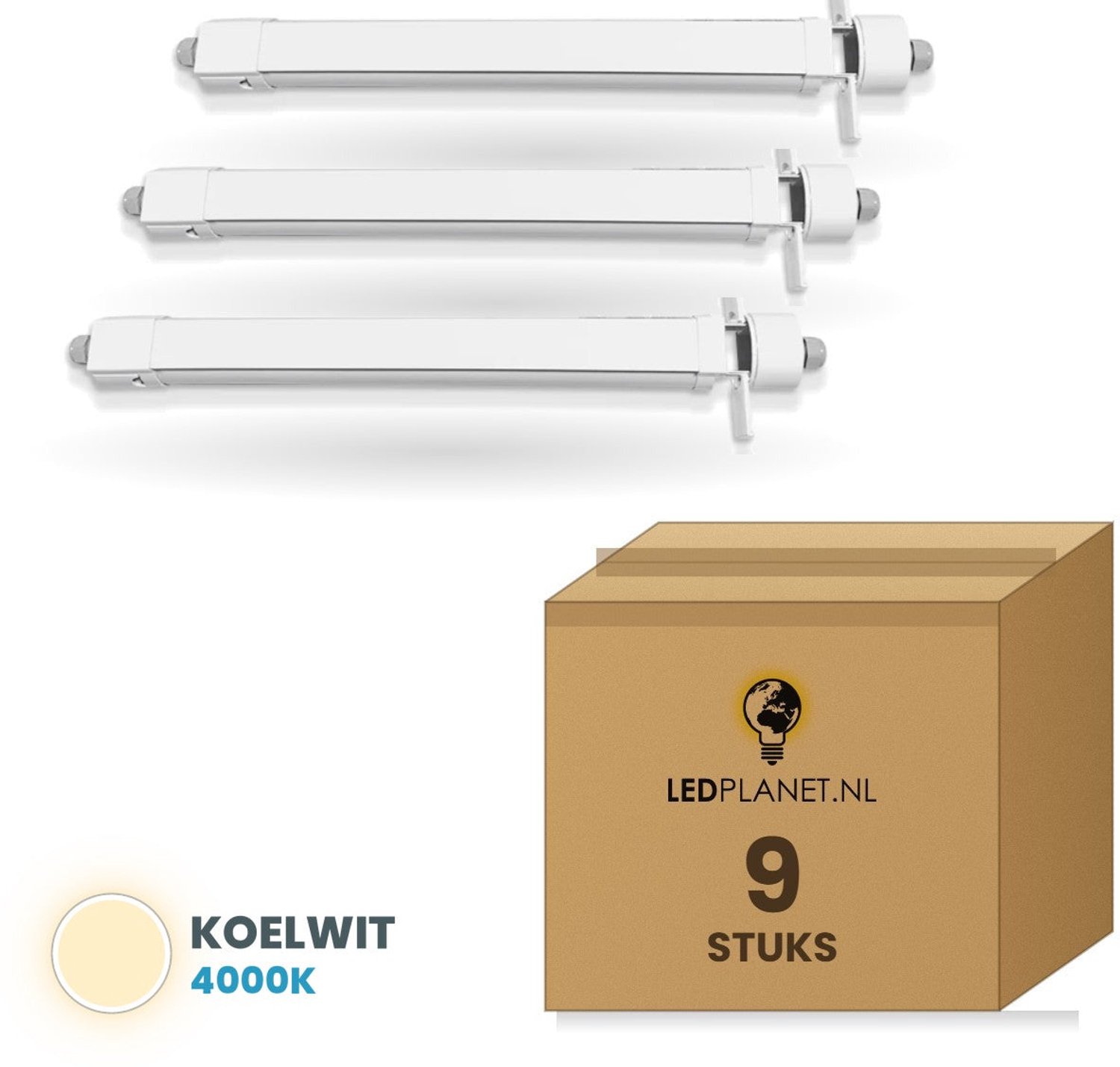 Tsong LED TL armatuur tri-proof 120 cm - 9 stuks - 36W - Koelwit 4000K - 5.400 lm - 150 lm/W - instelbaar 20-36W - koppelbaar - IP65 - IK08 - 230V