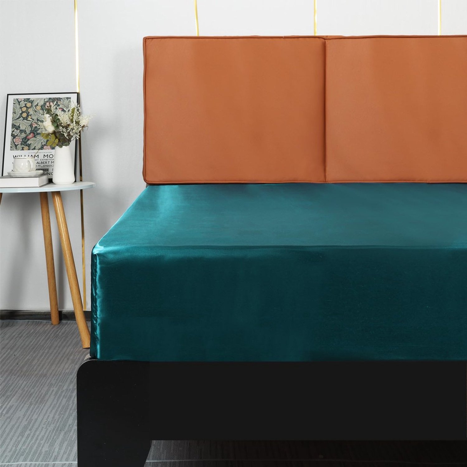 Duraxl Hoeslaken - Satijn - Pauwblauw - 140 x 200 cm
