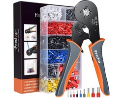 Bootlace Ferrule Crimping Tool, Preciva 0.08-16mm²/AWG 28-5 Ferrule Crimper-Tool with 1200pcs Ferrules, Self Adaptable Ratchet Wire Crimping Tools, Wi