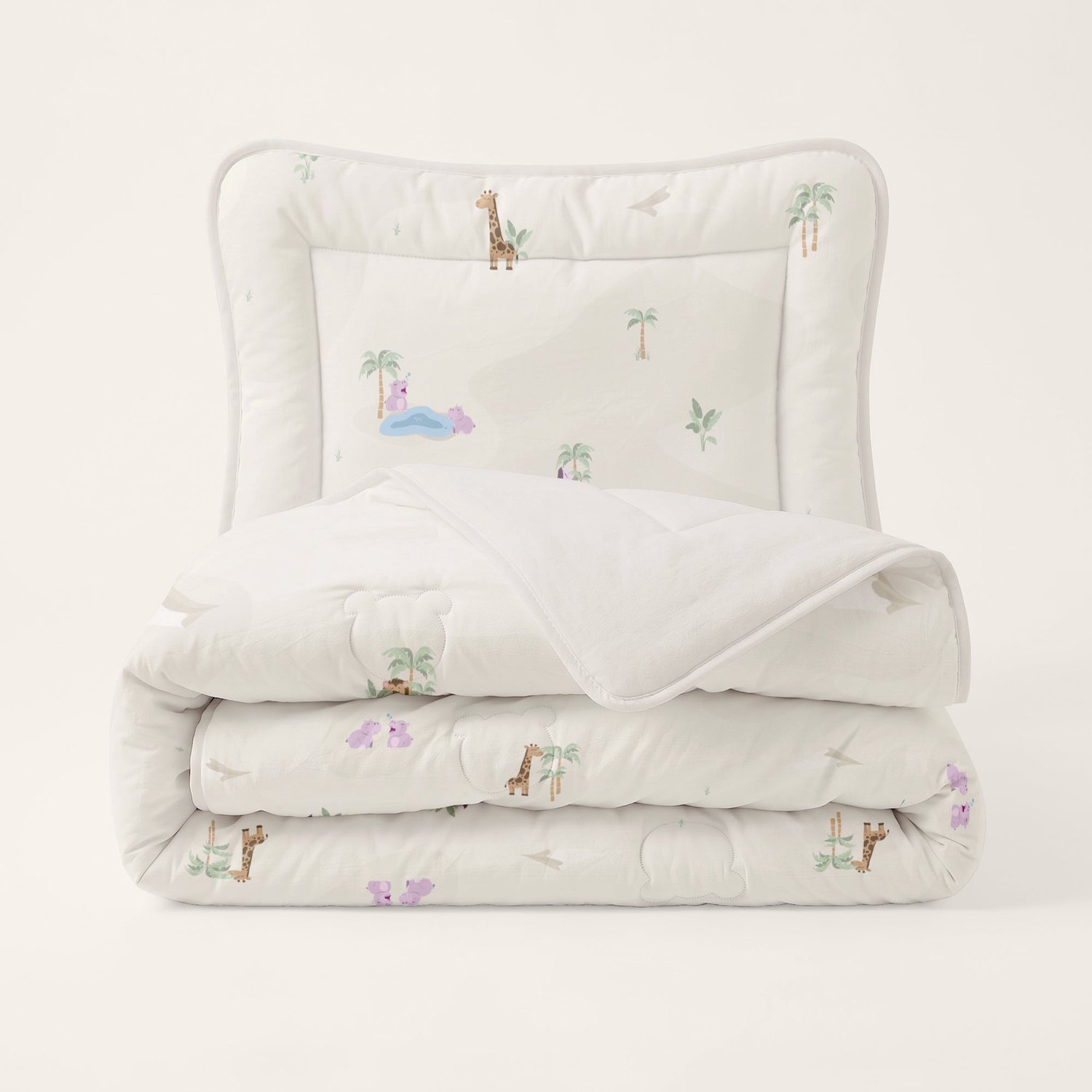 Happybed Kinderdekbed zonder overtrek 120x150 + 40x60 - Wasbaar dekbed - Dekbed zonder hoes - 2 in 1 dekbed - Dekbed met print - Hoesloos dekbed - Animals