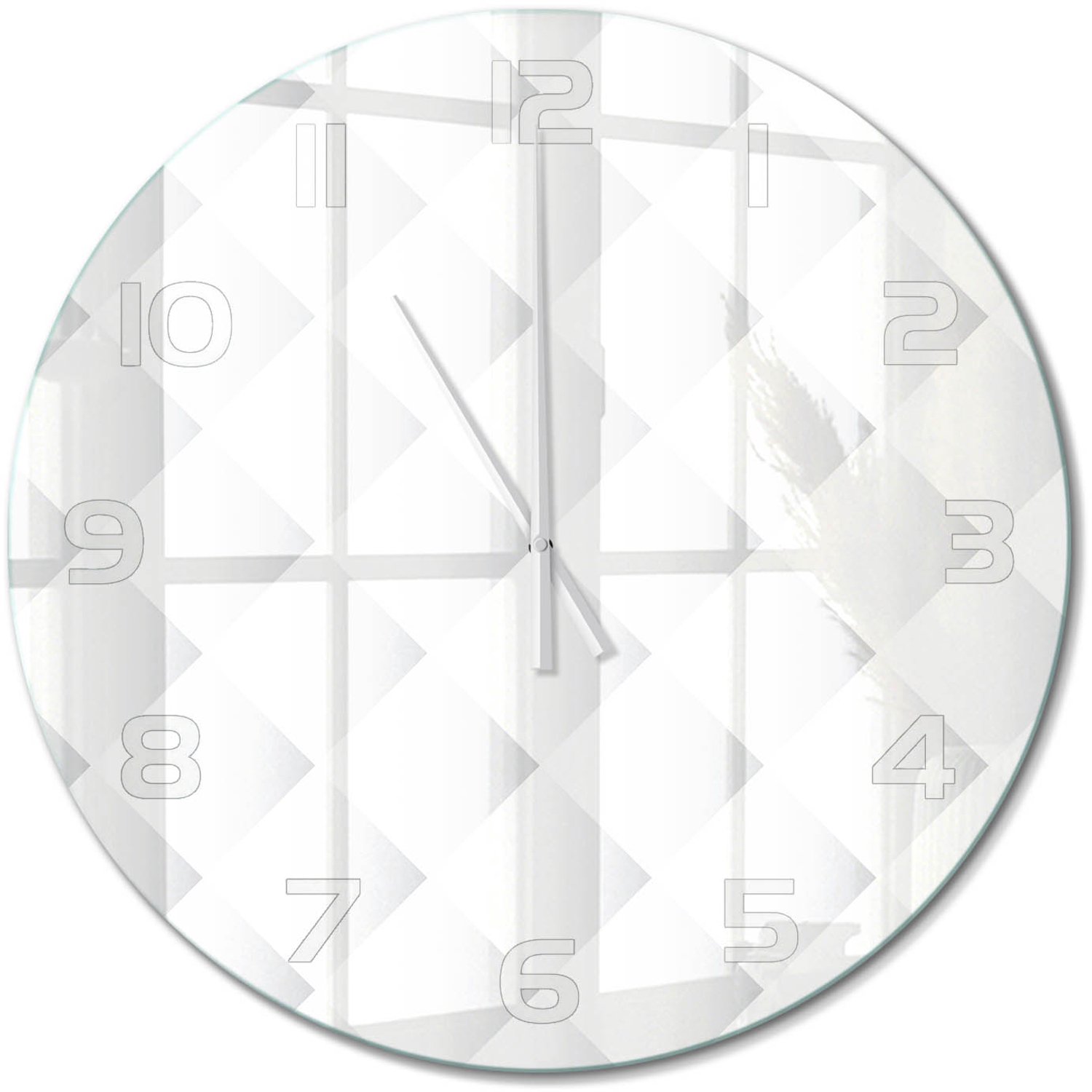 TULUP Wandklok - Vierkanten Achtergrond Glazen Klok Met Print - fi60 cm - Wit Wandklok Glas Met Motief - Witte handen - Ronde Klok - Wandklok Glas Decoratie - Gekleurde Glazen Klok
