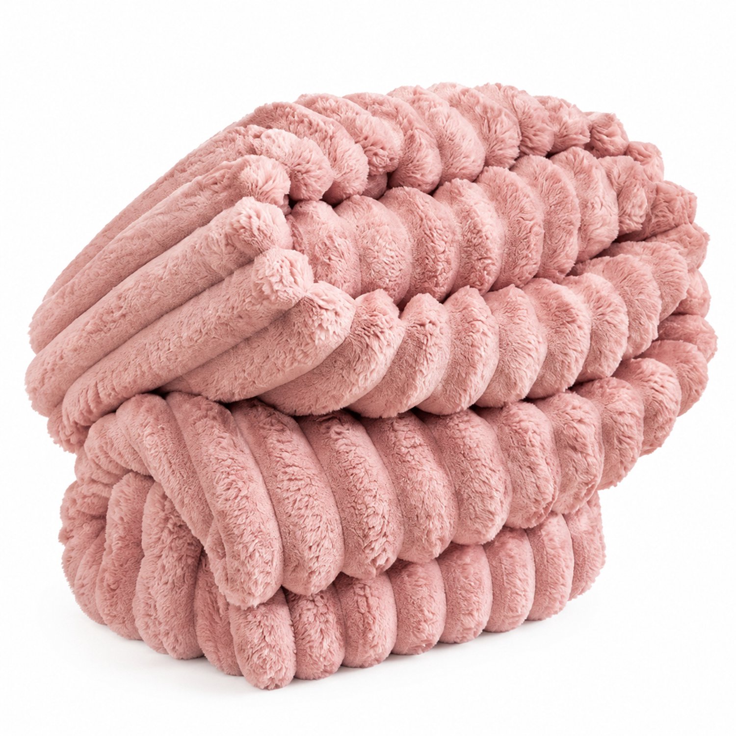 SWGOTA Roze gestreepte plaid 70 x 100 cm van polyester, machinewasbare pluchen deken