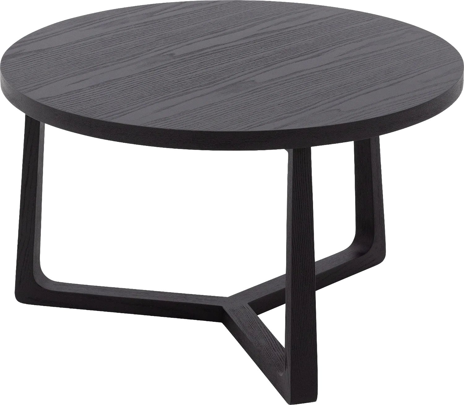 Goossens Salontafel Luciano - 75 x 45 x 75 - Essenhout - zwart - rond essen fineer zwart gelakt
