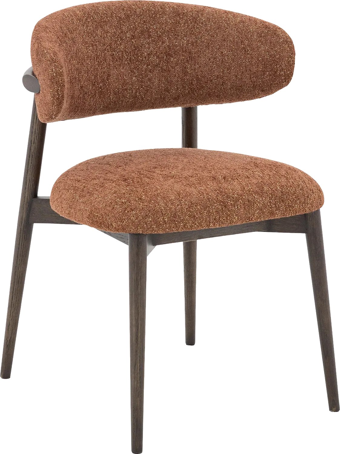 Goossens Eetkamerstoel Diede Met Massief Houten Frame - Rood - Stof - Zonder Armleuning stof gemeleerd grof geweven brique