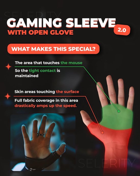 Gaming-armband voor pc, open handschoen met duimgat — afbeelding 3