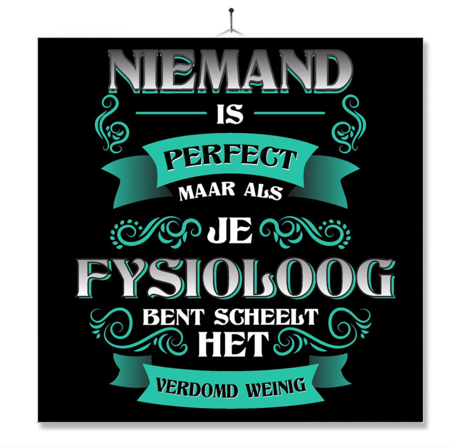 MC Living Tegel Met Opdruk | Kado | Cadeau | Niemand Is Perfect | Beroep | Fysioloog Multi-Color