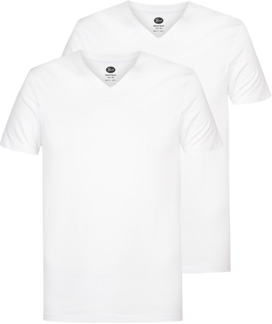 Twee witte T-shirts met V-hals van Petrol Industries.