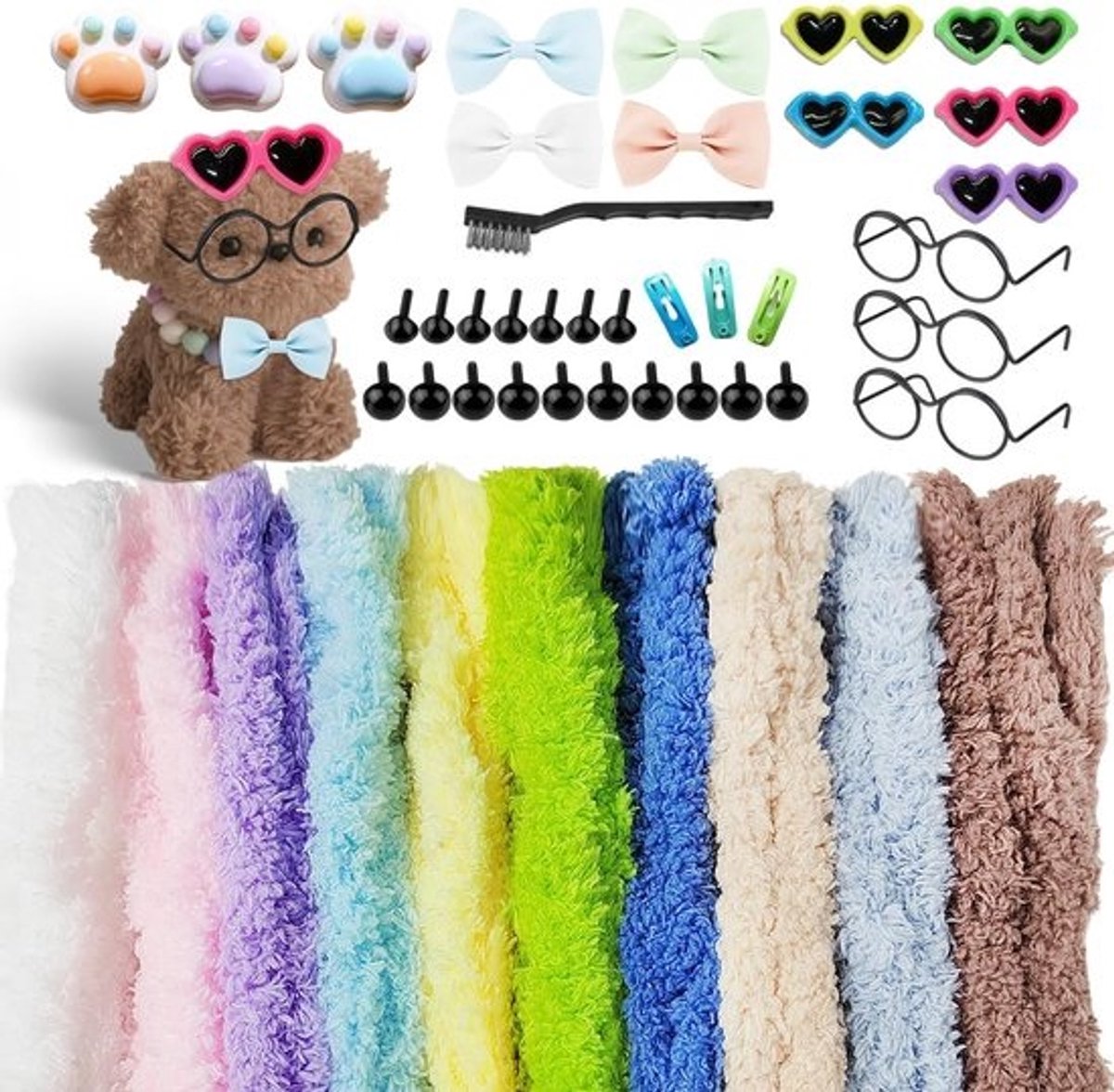 Grote set van 55 pijpenragers voor handwerk, ideaal voor DIY knutselprojecten, zacht en pluizig met diverse accessoires