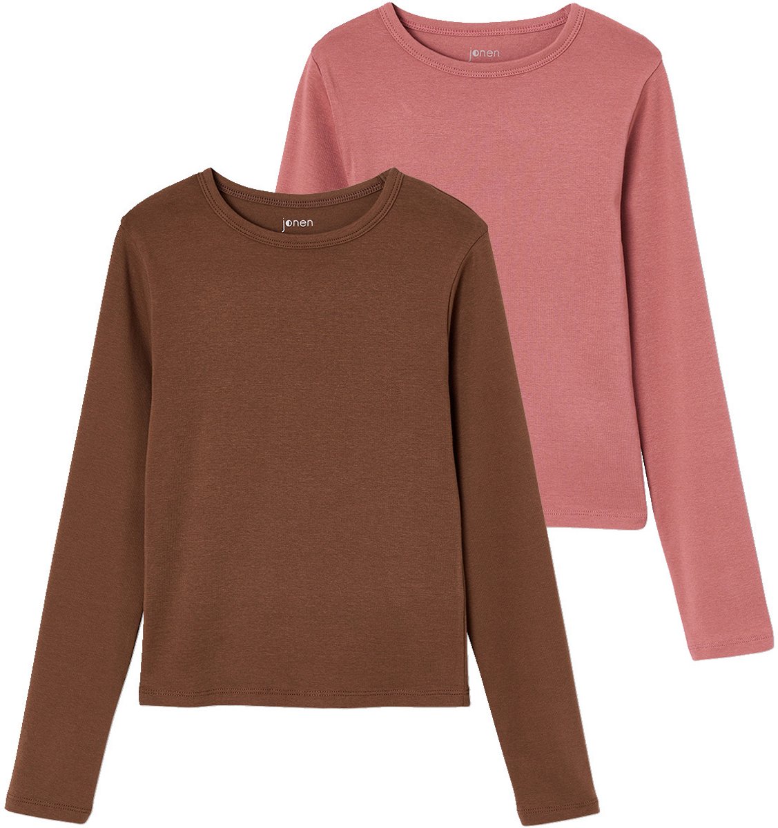 Jonen Set van 2 cropped shirts met lange mouwen