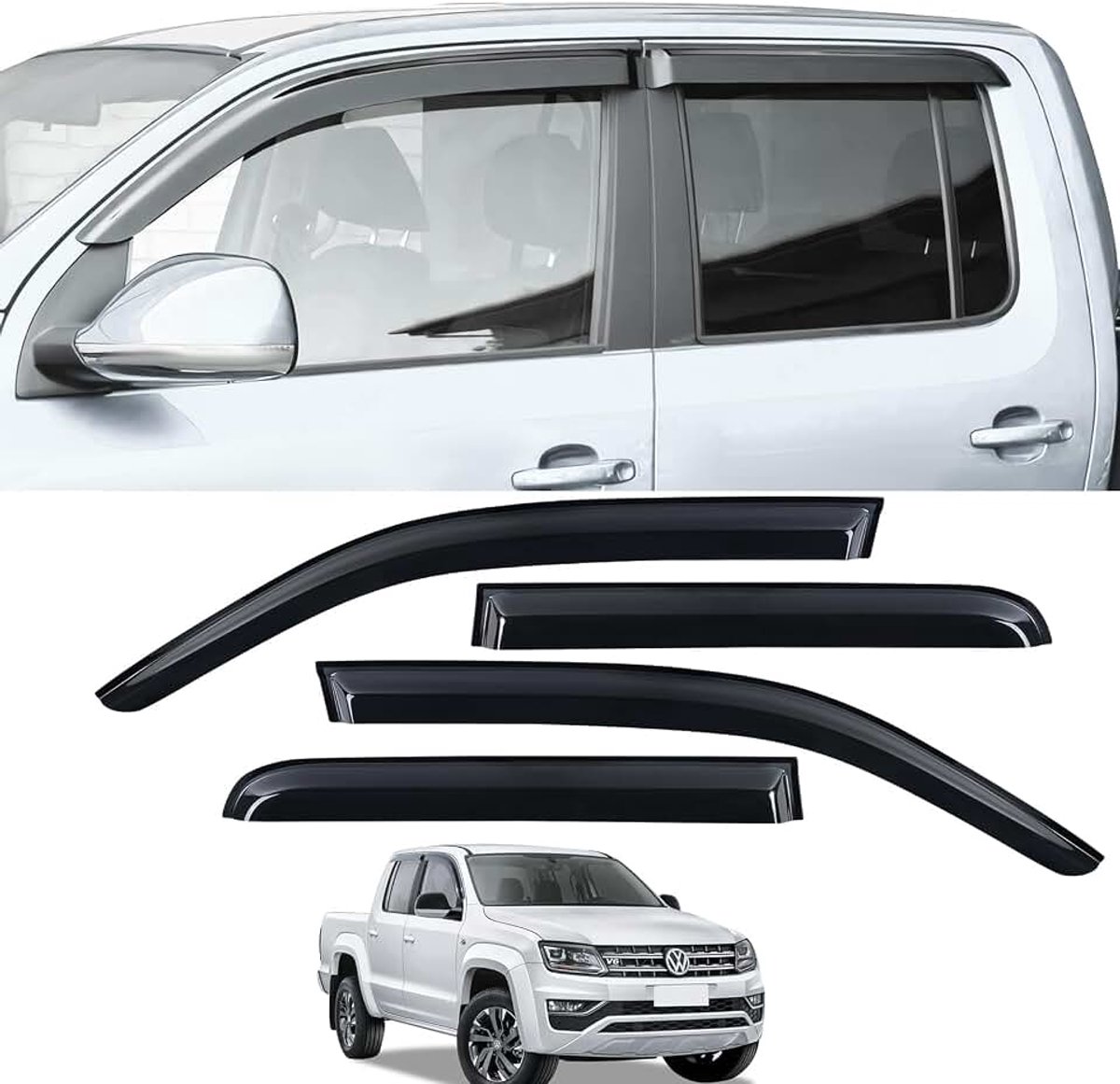 Rookgrijs voor Volkswagen VW Amarok 2009-2022 V6 Dubbele cabine Aventura Trendline Startline Highline Getinte Lijm Regenafleider (2009-2022)