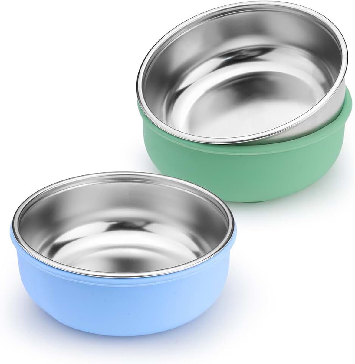 2 stuks roestvrijstalen kattenschalen met afneembare siliconen schaal met zuignap, antislip 400 ml kattenvoer en waterserviesset voor indoor/outdoor katten, kittens