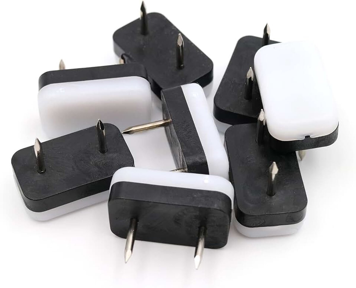 Meubelglijders stoelglijders 30x18 mm met spijker wit-zwart kunststof