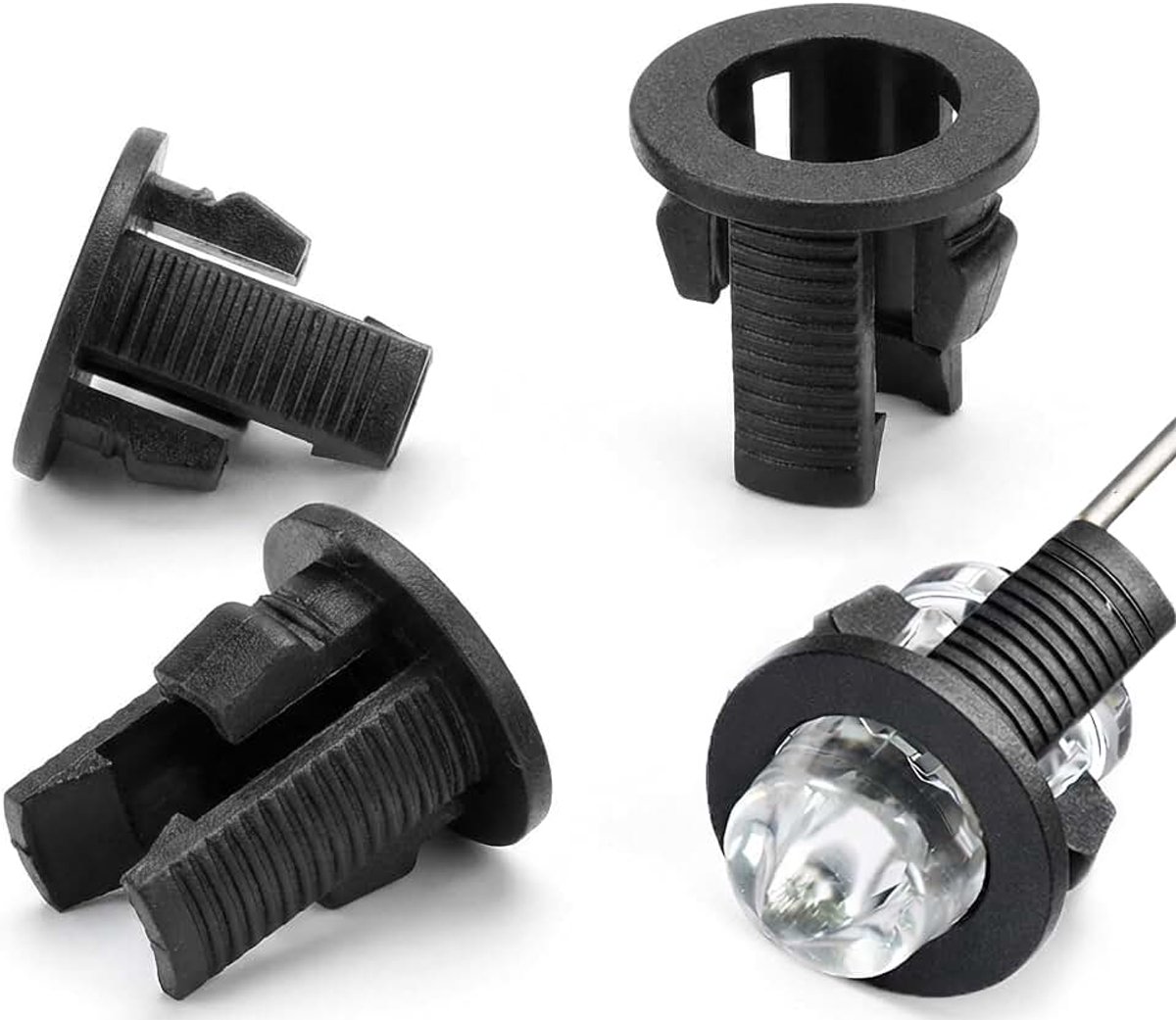 100x LED inbouwclip 3mm kunststof zwart lichtdiode 3 mm montage houder fitting inbouwframe kunststof montagering
