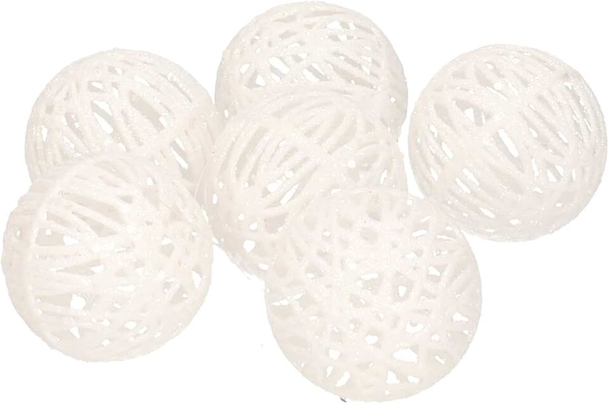 Kerstballen wit met glitters 5 cm - kerstboomversiering - Kerstversiering/kerstdecoratie wit