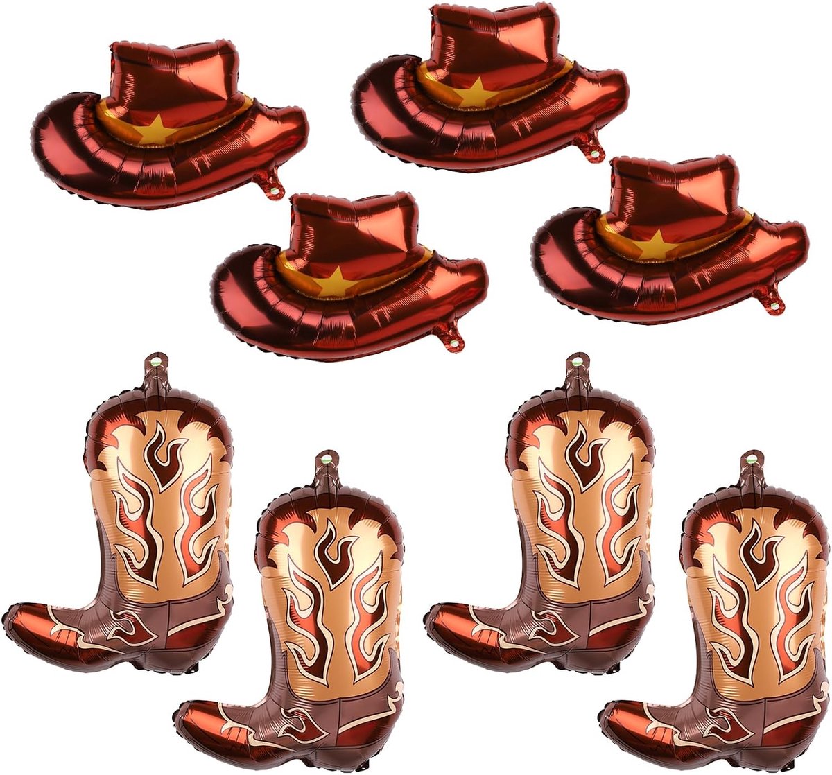 8 Stuks Feestballonnen met Westers Thema, Groot Cowboylaarzen Hoeden Folieballon Cowboyfeestdecoraties voor Cowboy Themafeest Verjaardag Babyshower Benodigdheden Decoraties