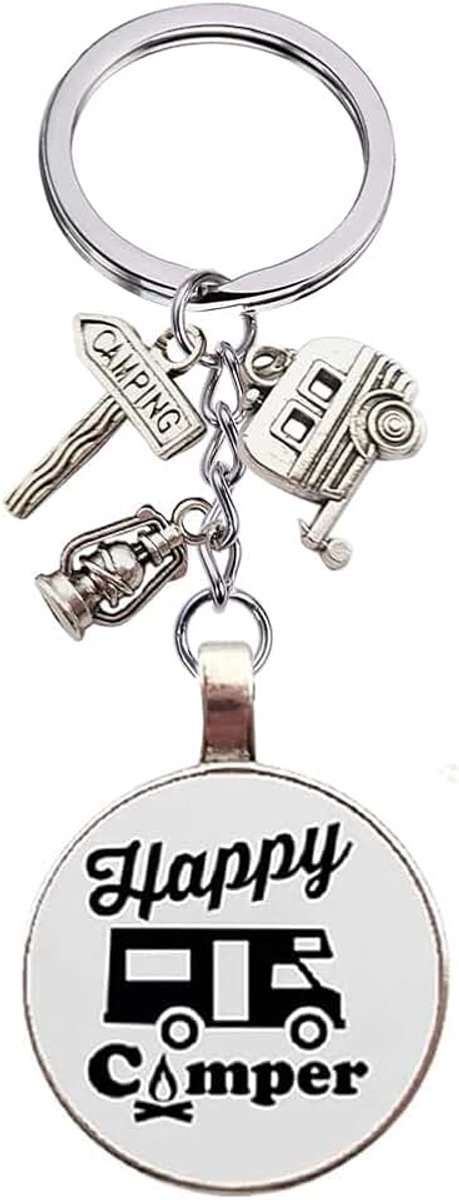 Originele sleutelhangers, zaksieraden, Vanlife, camper, caravan, combi, bestelwagen, bestelwagen, met bedels, sleutelhanger voor heren of dames, personaliseerbaar met of zonder voornaam, Sti