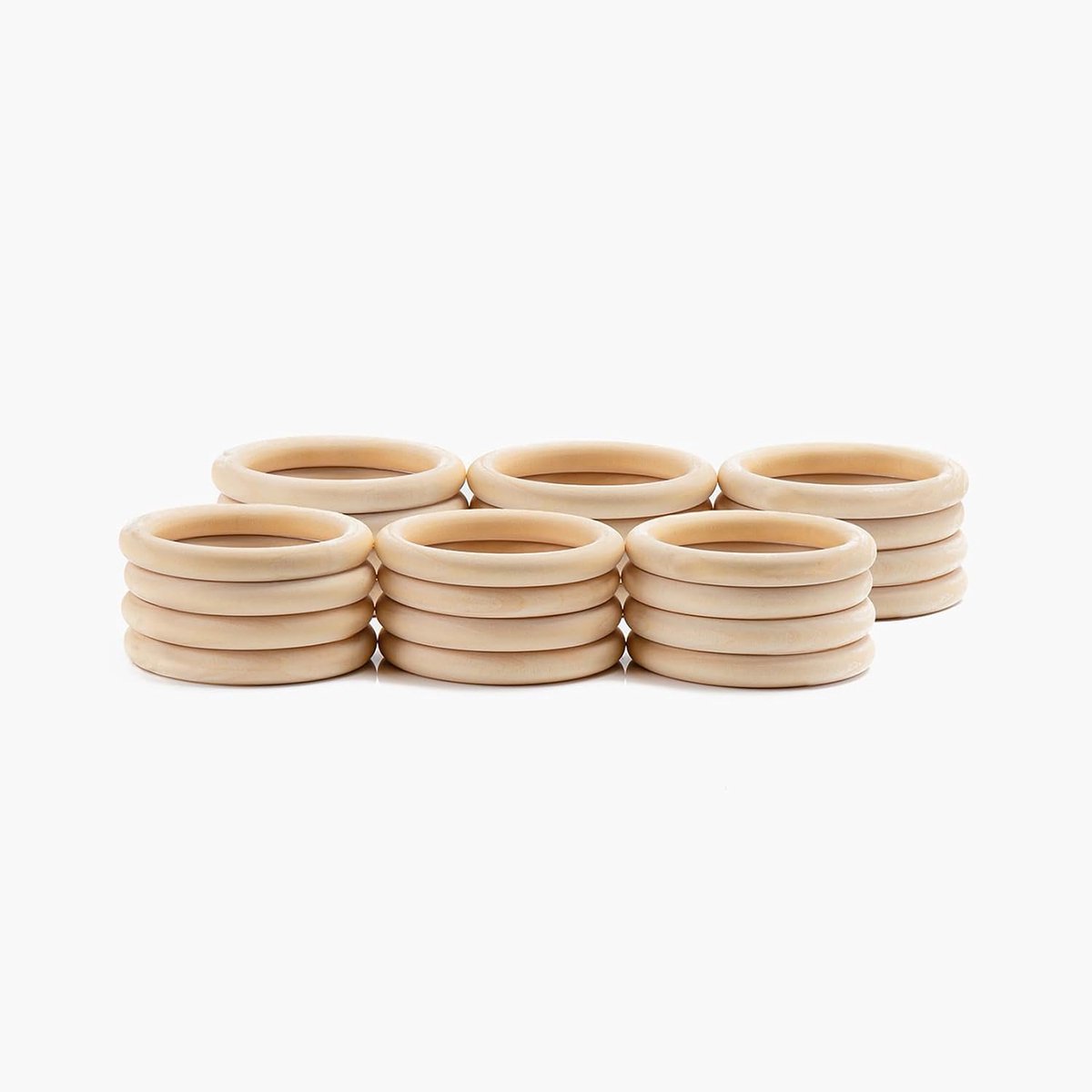 24 stuks houten ringen om te knutselen, natuurlijke houten macramè-ringen, voor doe-het-zelf sieraden, macramè, armbanden, hangers maken, decoratie