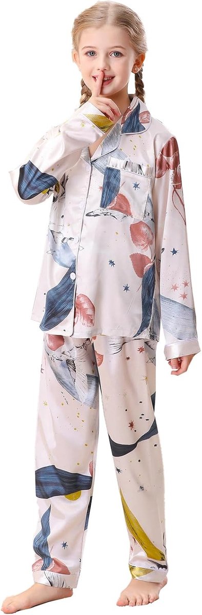 Satijnen pyjamaset voor meisjes | kindernachtkleding | pyjamasets voor meisjes | soepele nachtkleding