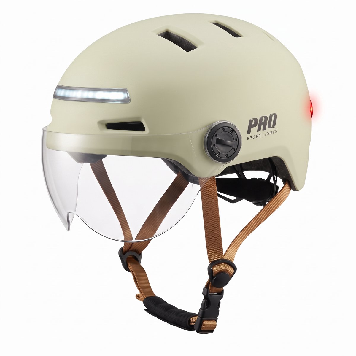 Fietshelm Dames Heren Clearview Helm vizieren & verlichting Fiets E-bike Speed Pedelec NTA 8776 Large Beige
