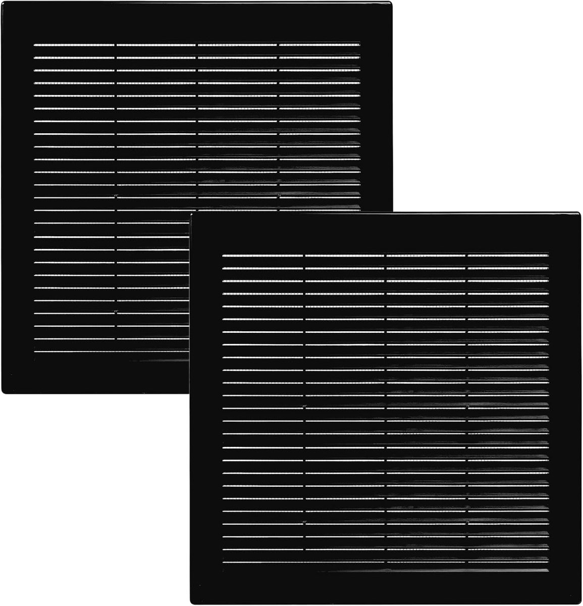 Systems 300 x 300 mm, 2 stuks, zwarte ventilatieafdekking, plat, vierkante ventilatiesleuven met vliegengaas, HVAC-ventilatieopeningen voor badkamer, thuiskantoor, ventilatierooster/afdekking