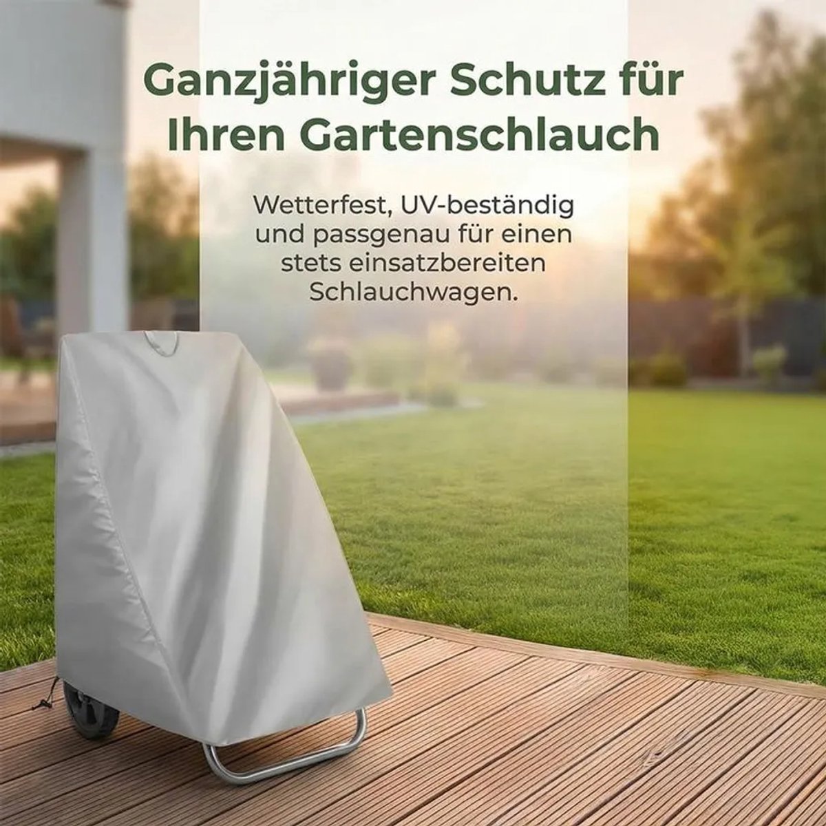 Hoes Geschikt voor opbergwagen Geschikt voor tuinslang, 210D Oxford-stof, waterdicht en UV-bestendig, 63×66×88 cm, grijs.