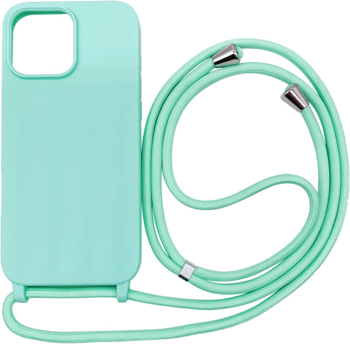 Compatibel met iPhone 16 Pro Max (6,9 inch), mobiele telefoon ronde hals beschermhoes met band TPU siliconen case bumper voor iPhone 16 Pro Max (6,9 inch) beschermhoes-groen