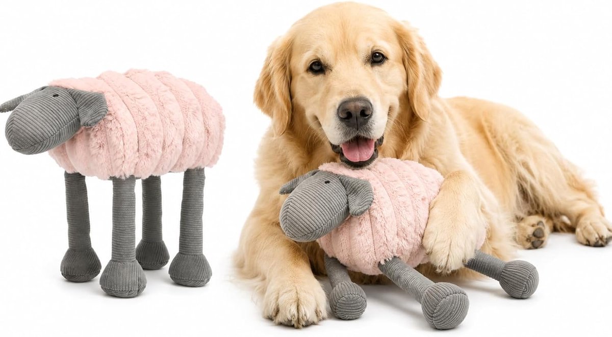 RIBOLA SCHAAP LIGGEND ROZE L 18x38x35CM