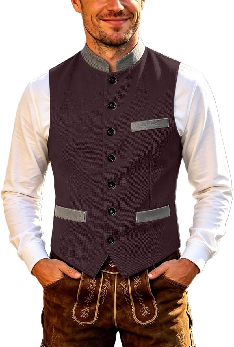 Feestelijk, driekleurig visgraatvest in bierstijl voor dagelijks gebruik, lichte, formele bovenkleding, mouwloze jas voor seizoensgebonden gelaagde looks