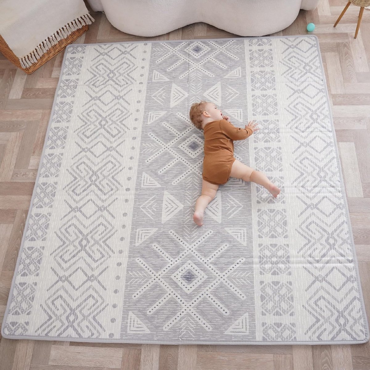 Opvouwbaar, dik, omkeerbaar, 150 x 180 x 1 cm, speelvloer voor kinderen en baby's, XXL vloermat van schuim, motoriekmat bevordert de sensorische ontwikkeling, cadeau voor geboorte van