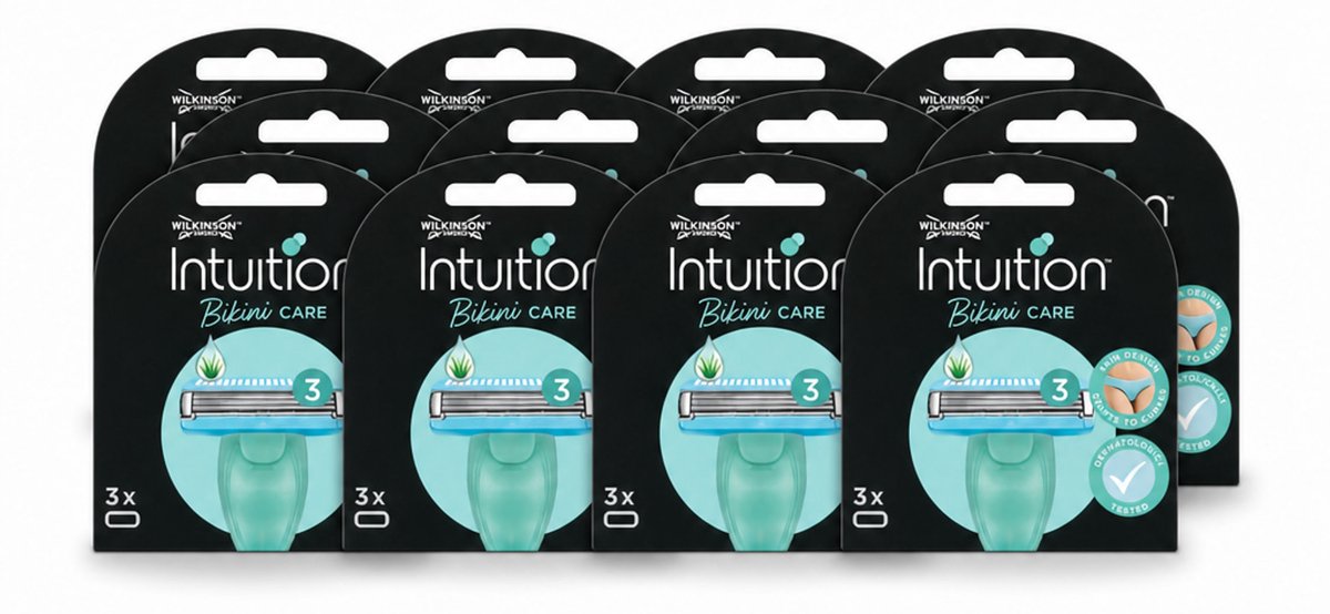 12 x Wilkinson Intuition - Navulmesjes - Bikini Care Duo - Praktisch - 3 mesjes - Voordeelverpakking - 12 stuks