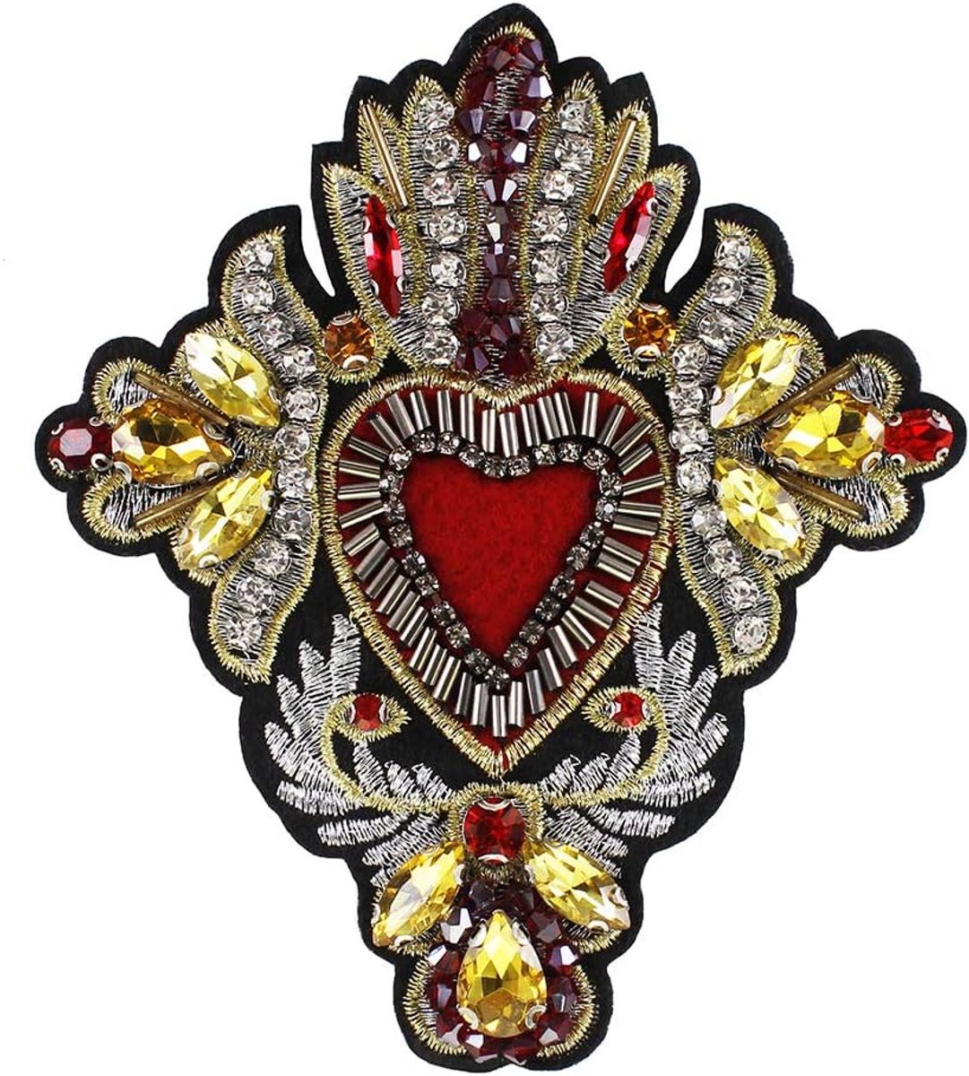 Kristal Diamant Rood Hart Steentjes Patches Borduurwerk Applique Naaien Badge Kleding DIY Craft 2 Stuks