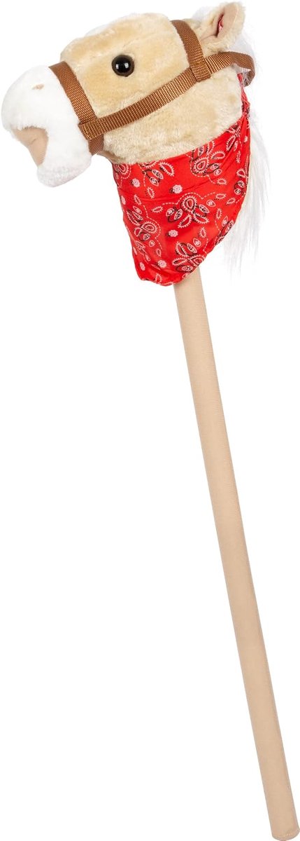 Small foot Rocky, 4151 Toys Stekkerpaard met paardenkop van zacht pluche en praktische halster om te sturen,