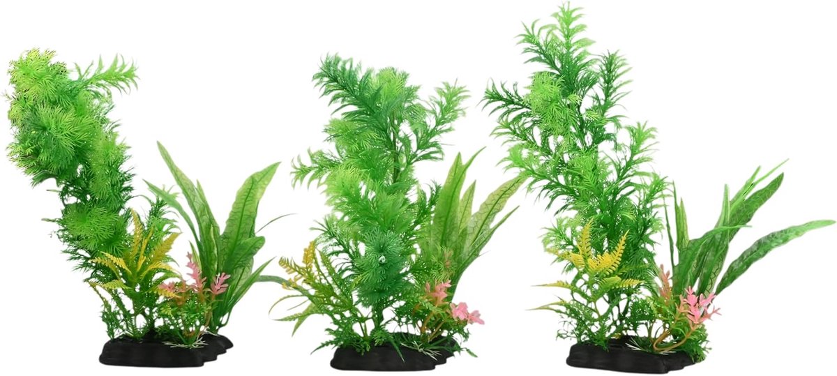 3 stuks kunstmatige aquariumplanten, aquariumplanten, decoratie, kunstwaterplanten, 28 cm groot, kunstmatige aquariumdecoratie, planten voor aquaria, alle vissen, veilig