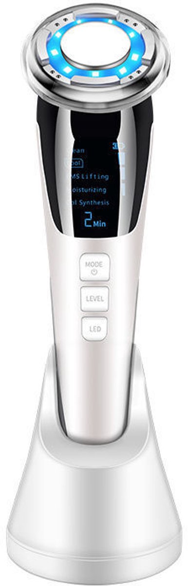 Ultrasoon apparaat voor het gezicht - cosmetisch apparaat, rimpelverwijderaar - gezichtsmassageapparaat, ultrasoon gezichtslift, schoonheidsapparaat met EMS ION-foton - hete/koele behandeling voor
