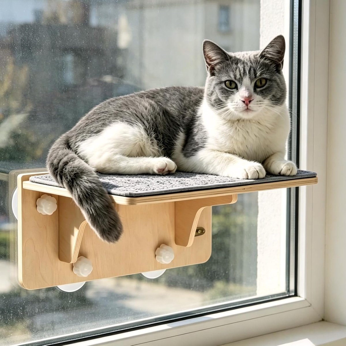 Raamligstoel, kattenhangmat, kattenbed raam, inklapbaar, kattenhangmat met grote zuignappen om te slapen, spelen