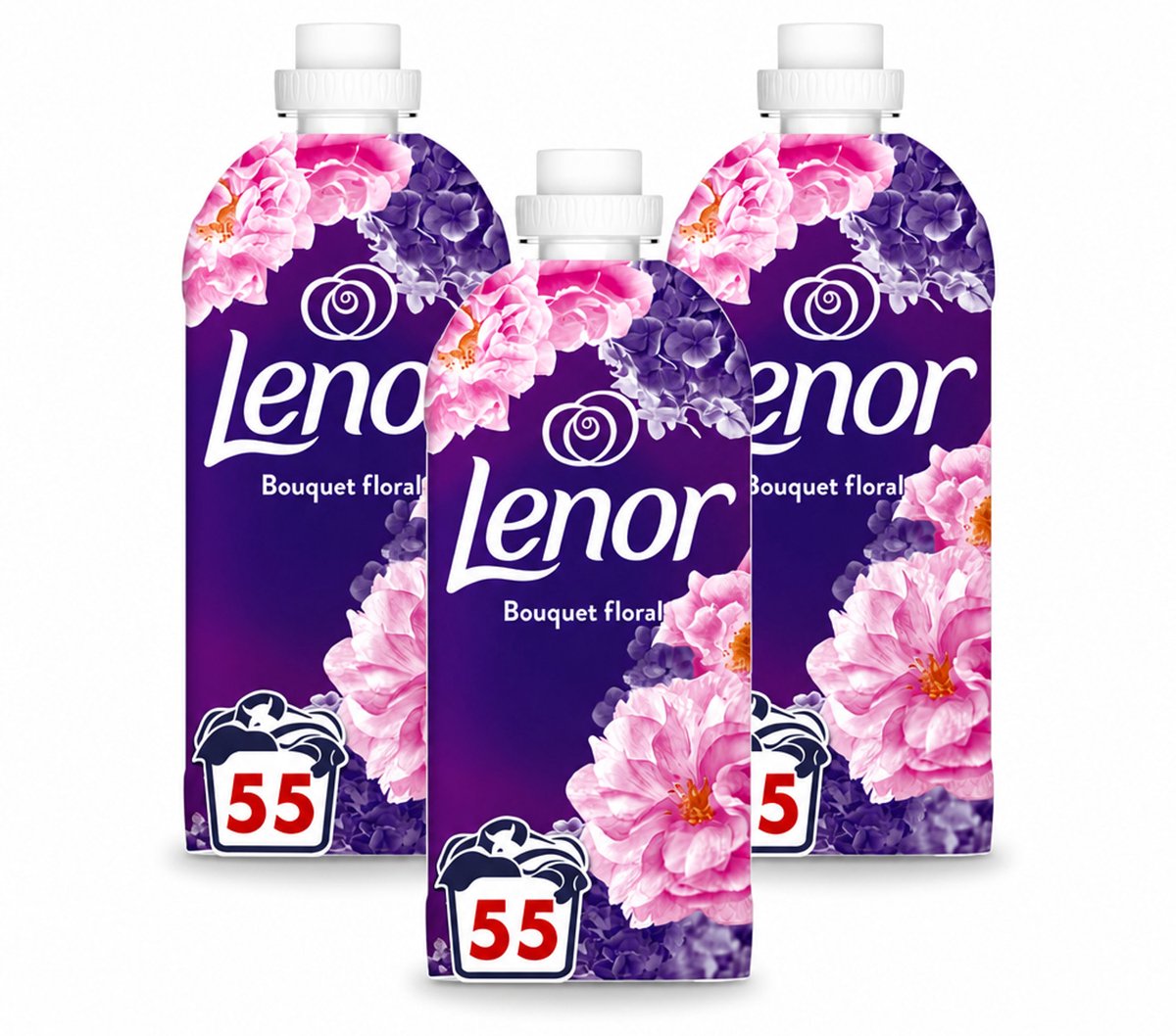 3 x Lenor - Wasverzachter - Bloemenboeket - Fris & Zacht - 55 Wasbeurten - Voordeelverpakking - 3 stuks