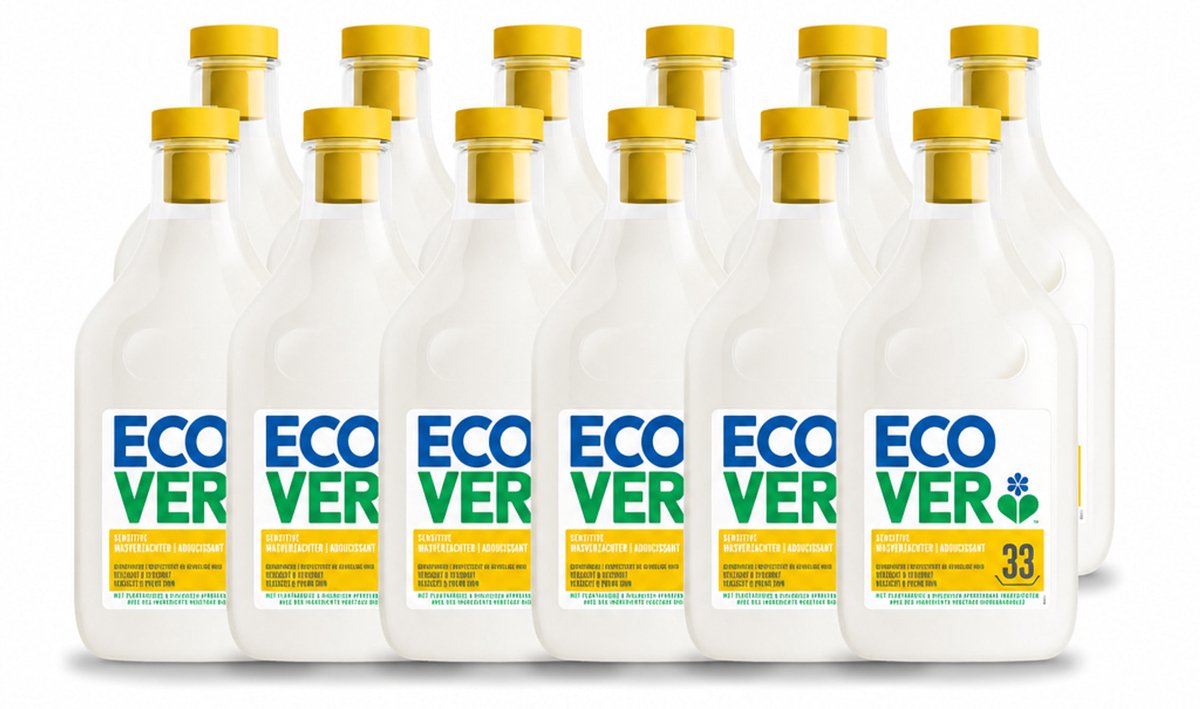 12 x Ecover - Wasverzachter - Gardenia - 1 liter - 33 wasbeurten - Voordeelverpakking - 12 stuks