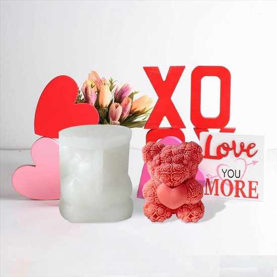 Beer Vorm Kaars Mal, Liefde Beer Zeep Siliconen Mallen, Kaars Epoxy Mold Hars Gietvorm voor DIY Kaars Maken Aromatherapie Wax Soaps Polymeer Klei Woondecoratie (Wit) — afbeelding 5