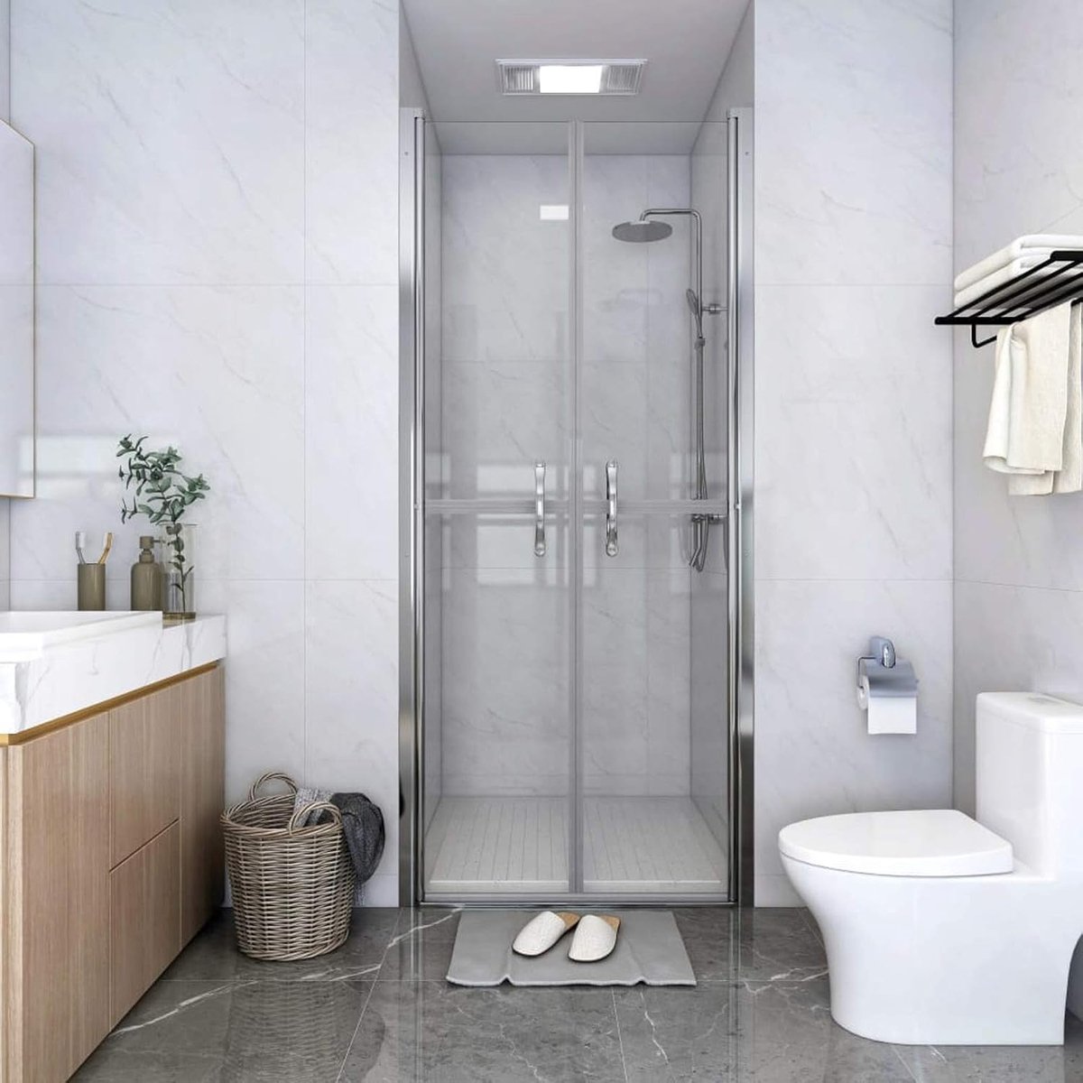 Douchedeur Badkamer Deur Douchecabine Deur Badkamer Aluminium en Glas ESG Transparant (73-76) * 190 cm