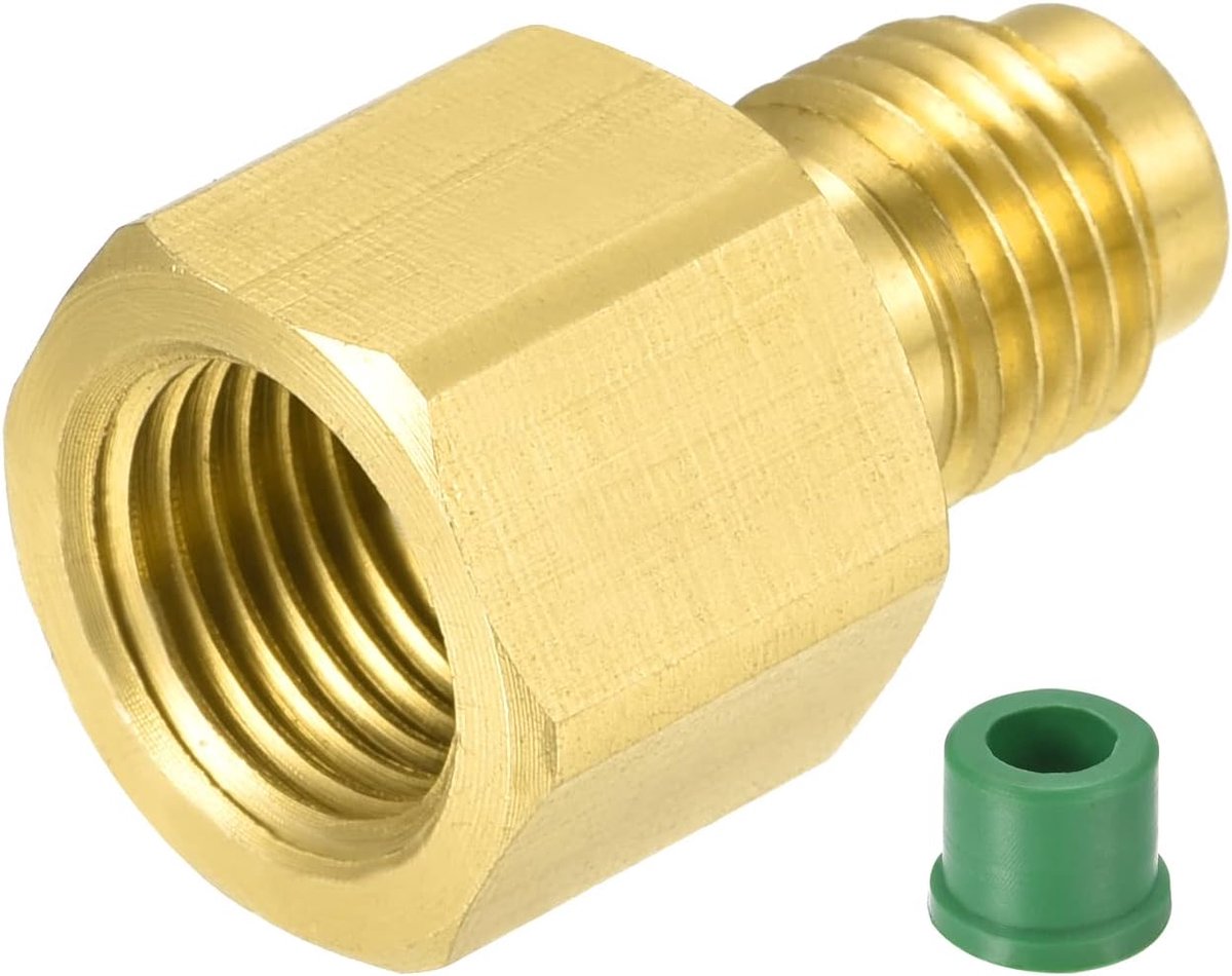 Messing buisfitting verloopstuk adapter - rechte messing adapter vaste verbinding gebruiken op slang tank (1/4SAE stekker aan G1/4 binnendraad geel)
