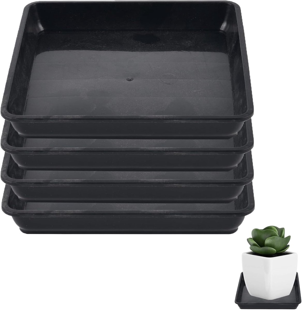 Schotels van kunststof, 15mm vierkante plantenpot schotelonderzetters, huis- en tuinornamenten vierkante kunststof plantenpot schotels, extra grote lekbakken bloem binnen buiten tuin