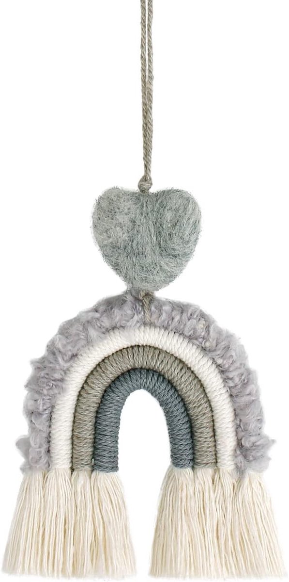 Achteruitkijkspiegel hanger, macramé handgeweven regenboog wandtapijt, kinderkamer wanddecoratie, autospiegel hangend accessoire, hangend ornament, auto-spiegelophanging, decoratie, auto-mannen